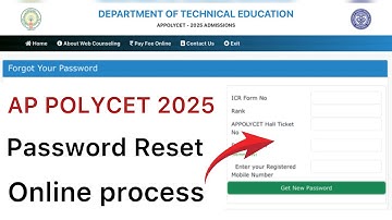 AP POLYCET 2025 WEB OPTIONS PASSWORD RESET | AP POLYCET PASSWORD