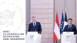 Déclaration conjointe du Président Emmanuel Macron et du Chancelier d'Autriche Karl Nehammer.