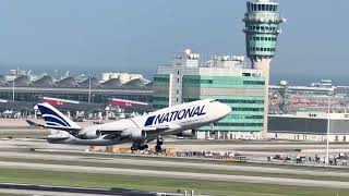 National Cargo N8 Blue‑livery Boeing 747 Freighter Morning Takeoff|HKG Runway 07R National Cargo N8 Blue‑livery Boeing 747 Freighter Morning Takeoff|HKG Runway 07R