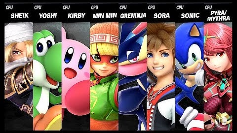 Sheik VS Yoshi VS Kirby VS Min Min VS Greninja VS Sora VS Sonic VS Pyra / Mythra Smash Bros Ultimate