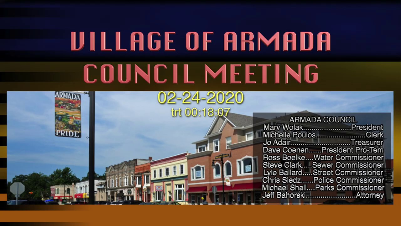 VILLAGE OF ARMADA COUNCIL MEETING (02242020) YouTube