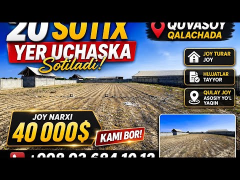 QUVASOY QALACHADA 20 SOTIX TURAR JOY SOTILADI 40000$ +998936841012
