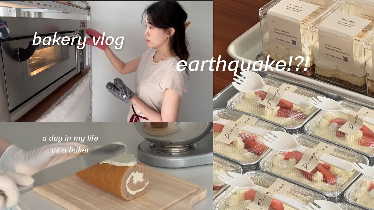 BAKING VLOG 🍰 | chaotic Days : baking during an earthquake, sewing my own apron, shopping and more