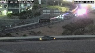 Rollover crash blocking transition ramps from EB L-202 to Loop 101