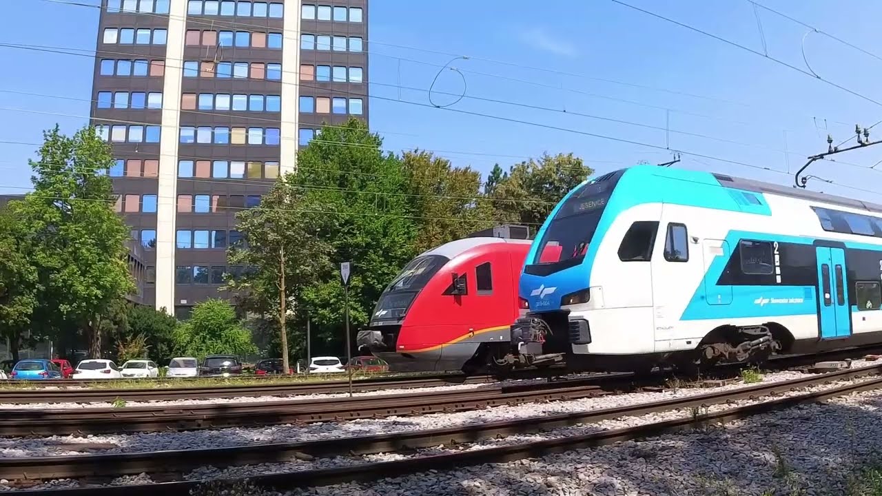 Trains in Slovenia 2023 Slovenian Railways passanger and freight trains at Ljubljana train station