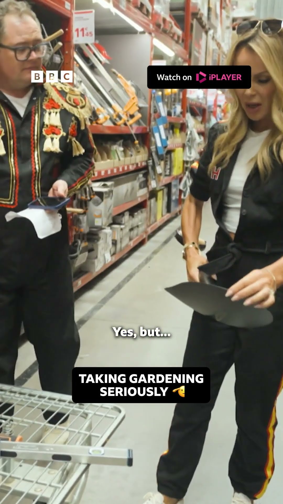 Amanda and Alan giggle at innuendos in a DIY store - BBC