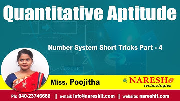 Number System Short Tricks Part - 4 | Quantitative Aptitude Tutorials | by Miss.Poojitha
