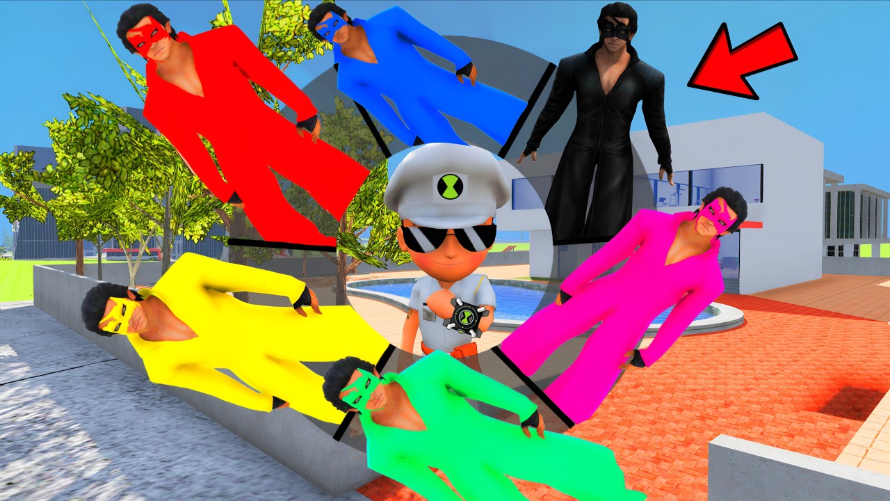 White Little Singham Playing As A Every CARTOON SUPERHERO KRISH in INDIAN BIKE DRIVING 3D #9