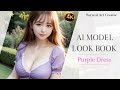 【 4K 】 AI art 승무원 | Purple Dress | 보라색 드레스 | 紫のドレス | 紫色连衣裙