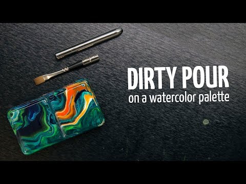 Dirty Pour on watercolor palette DIY