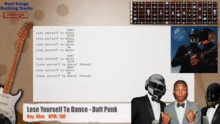 Video thumbnail of "🎸 Lose Yourself To Dance - Daft Punk ft. Pharrell Williams Guitar Backing Track with chords / lyrics"