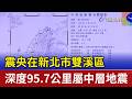 震央在新北市雙溪區 深度95.7公里屬中層地震