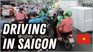 Driving in Ho Chi Minh, Vietnam. Full way from work home. First person view