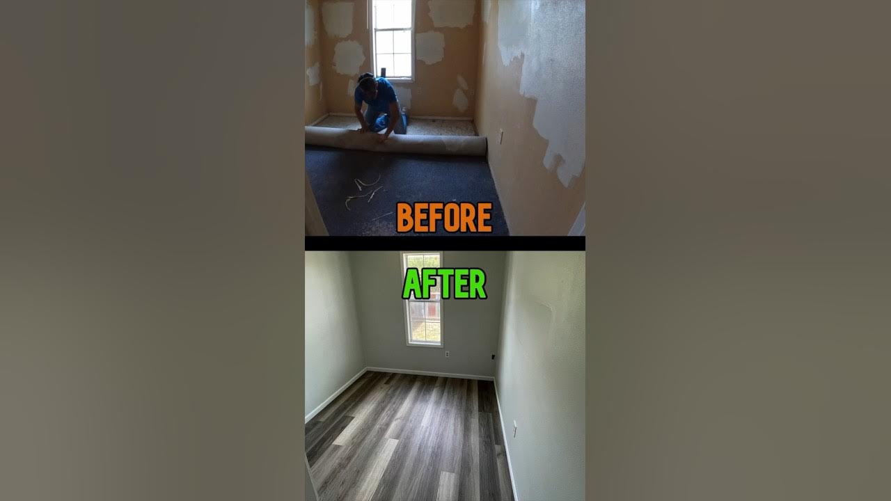 Laying luxury vinyl planks. These had padded underlayment attached