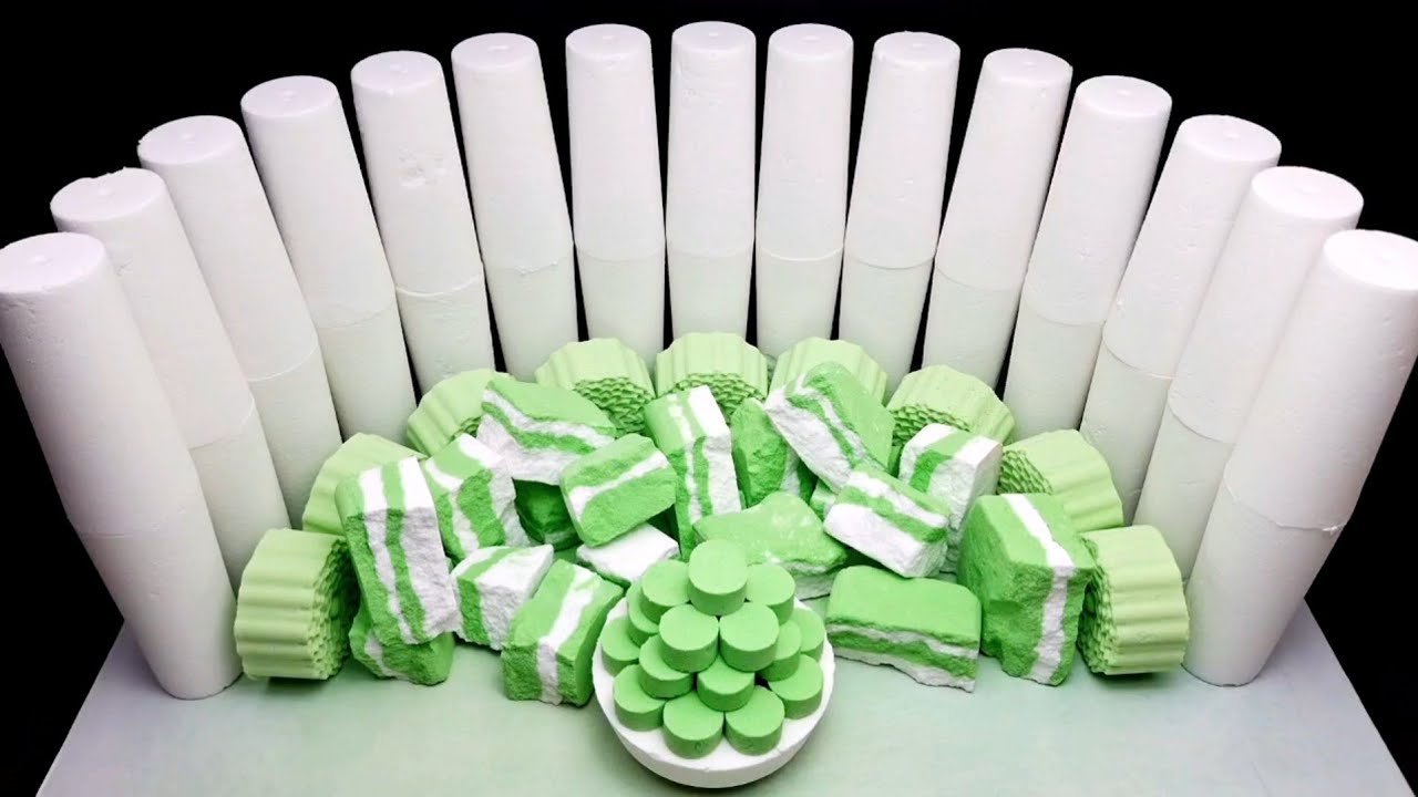 ASMR baking soda green, white satisfying