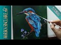 Paint a Kingfisher bird in acrylics | Tutorial