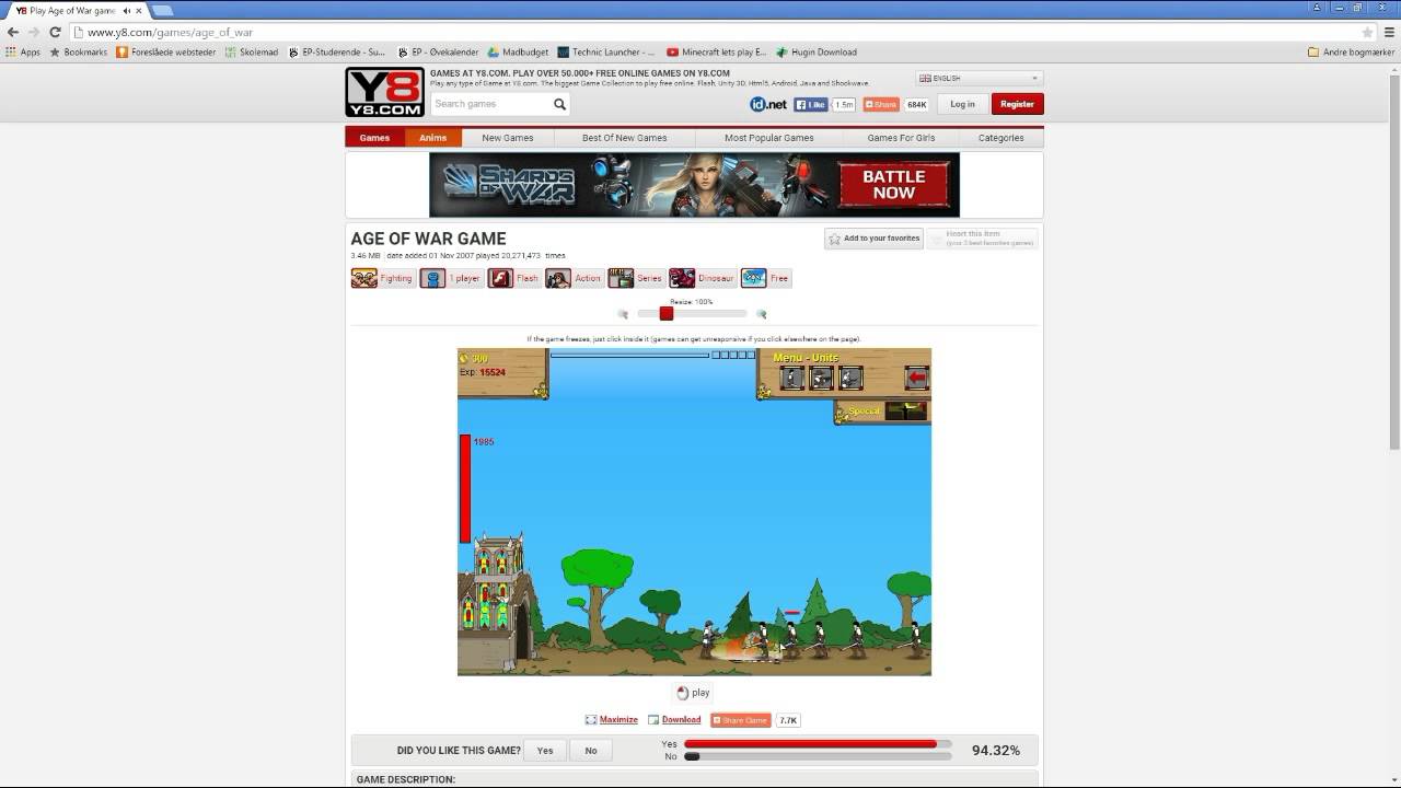 Dansk: y8 random gaming #5 AGE OF WAR