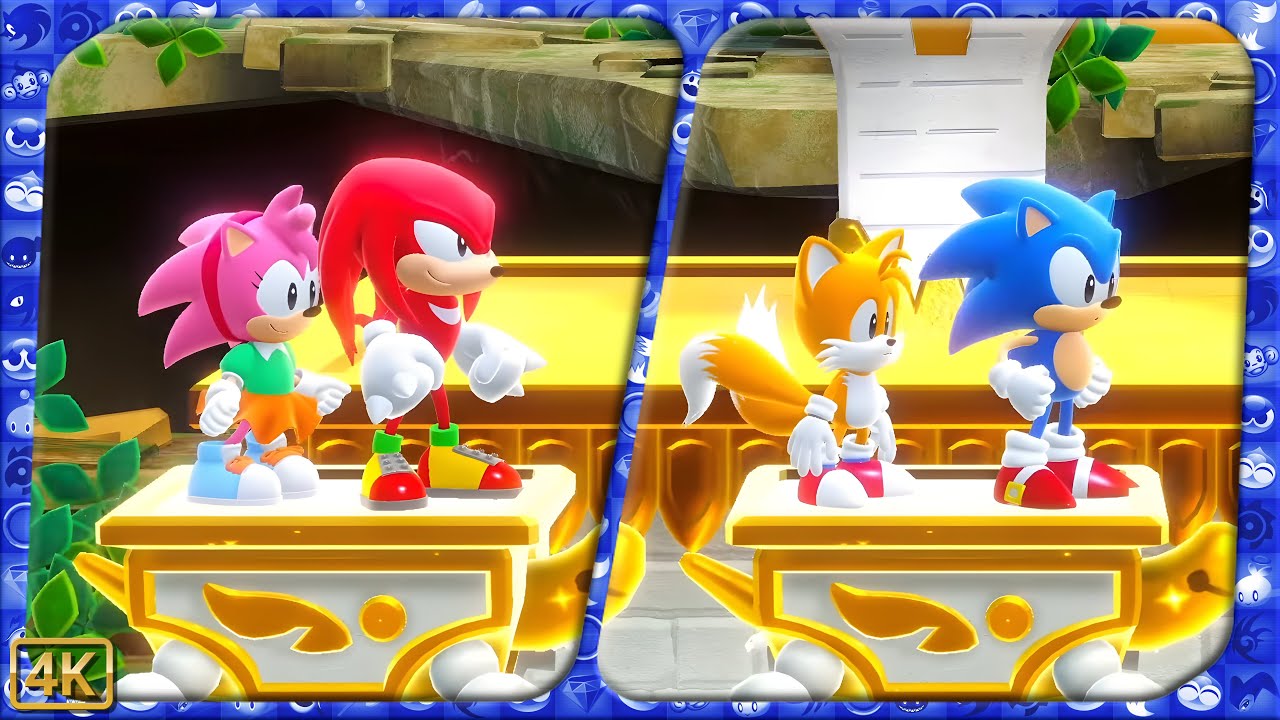 Sonic Superstars ⁴ᴷ Golden Capital Zone (4-Players) Story Mode, All 7 Chaos Emeralds