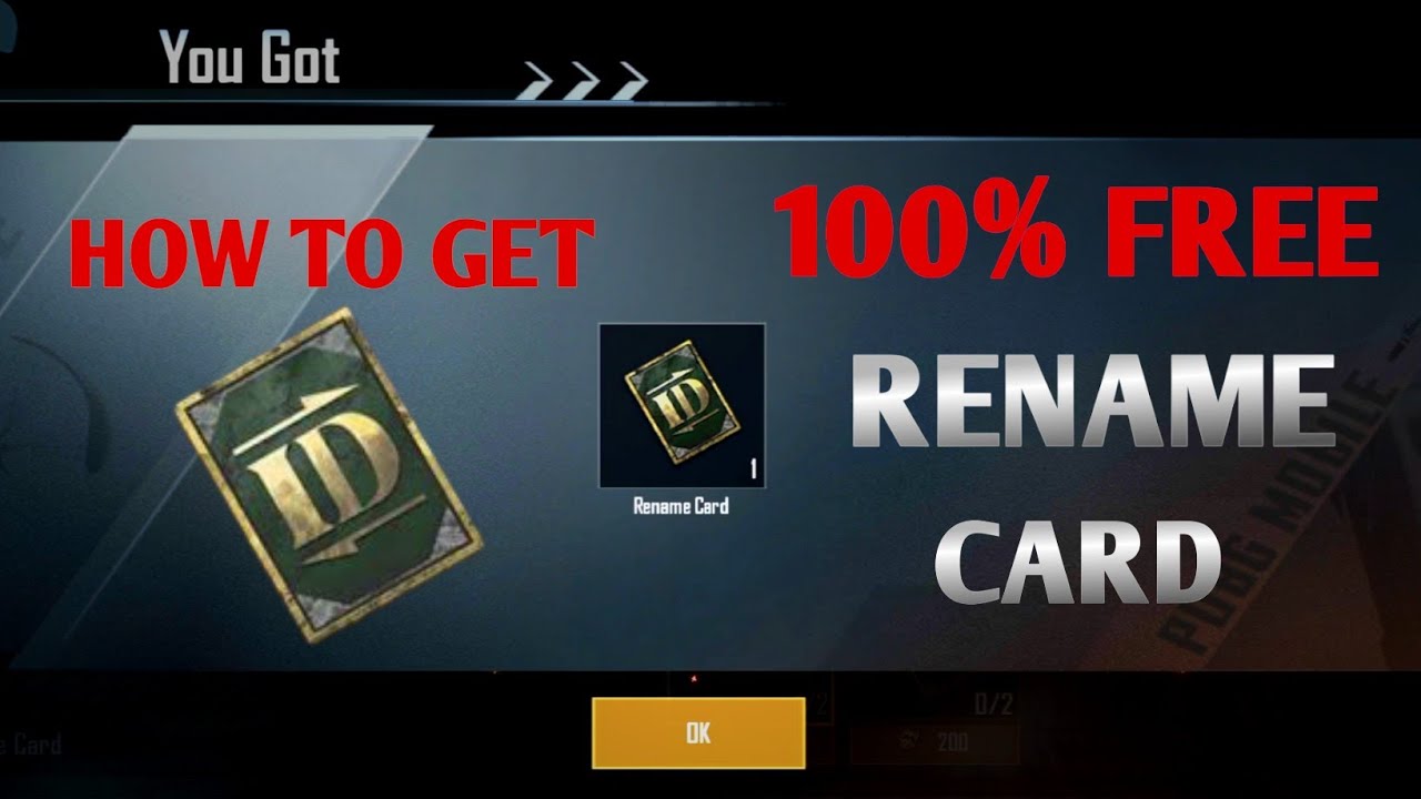 Pubg Rename Card How To Get Free Rename Card In PUBG Mobile | Free Rename Card PUBG ...