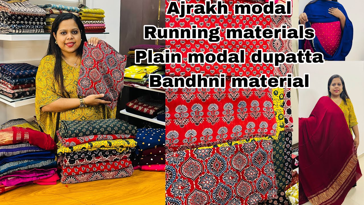 PURE MODAL RUNNING MATERIALS |palin modal dupattas|Bandhni suits |Bestquality6238020169Ajrakh|online