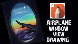 Airplane window view drawing |Autodesk Sketchbook app screenshot 2