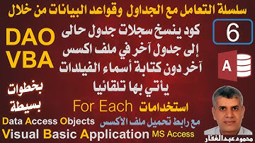 06-DAOكود ينسخ سجلات جدول إلى جدول آخر في ملف اكسس آخر دون كتابة أسماء الفيلدات يأتي بها تلقائيا