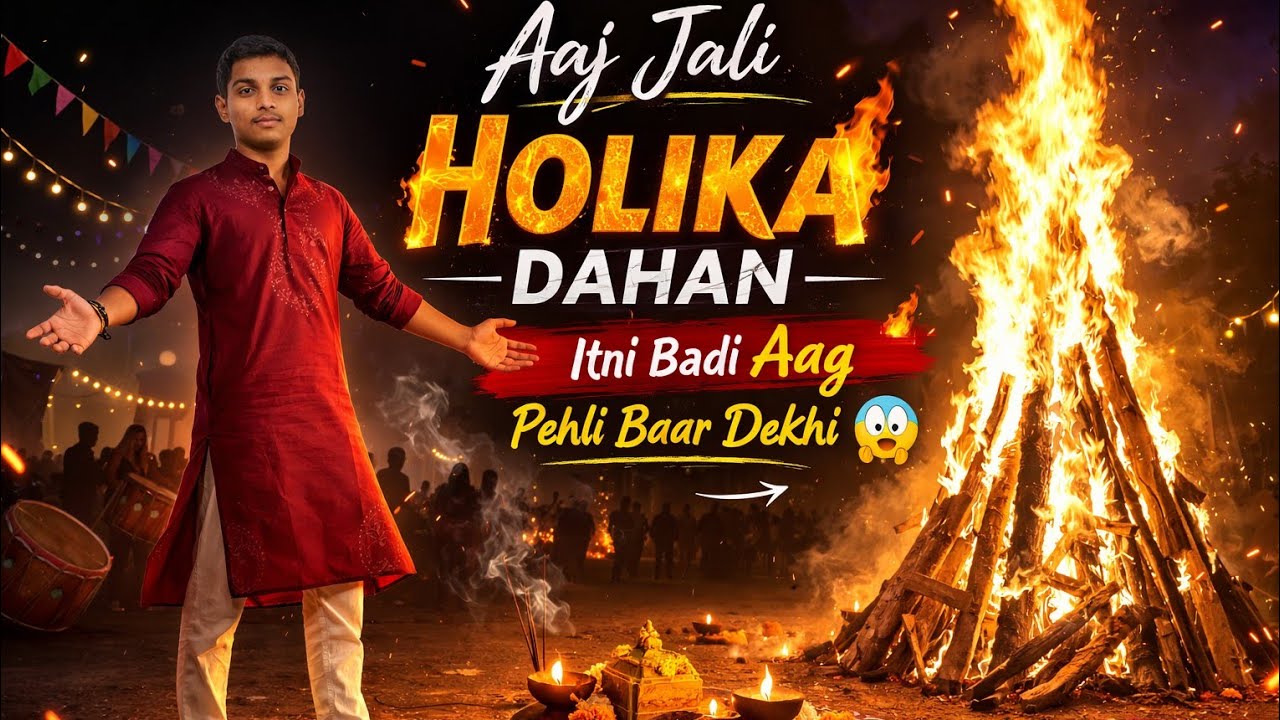 Aaj Holika Dahan 🔥🔥 Itni Badi Aag Pehli Baar Dekhi 😯 | Holi 2026 #vlog