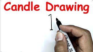 how to draw a candle melting with number 1 drawing with number