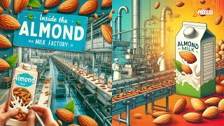 How are MILLIONS of ALMONDS Harvested? Inside the ALMOND MILK Factory: How It's Made! 🏭🌱