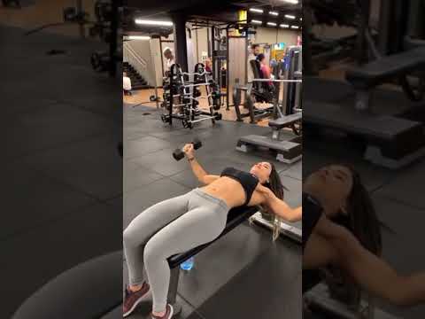 gym hot girl exercise xxx 18+ video 4k hd 1080p attractive young student at Gym dumbbell crush