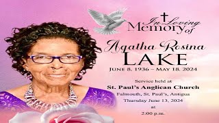 In Loving Memory of Agatha Rosina Lake