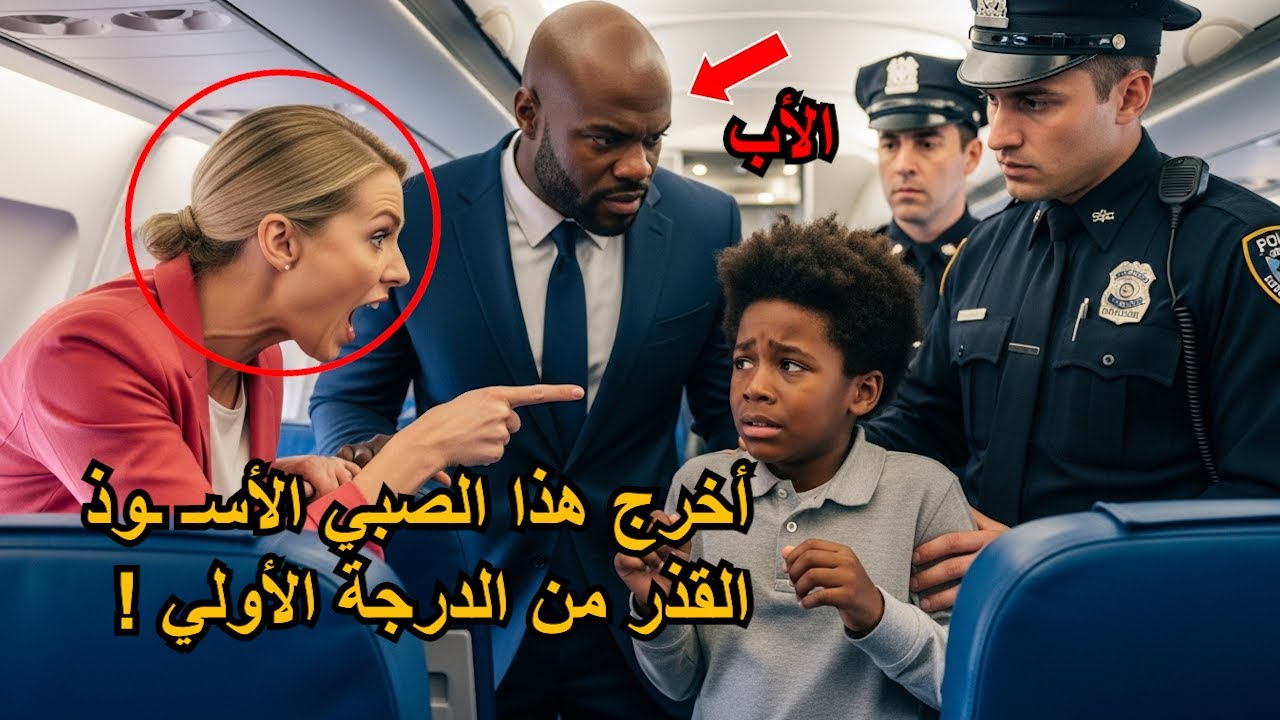 مضيفة طيران عنصرية تتصل بالشرطة على صبي أسود في الدرجة الأولى… دون أن تعلم أن والده مليونير !