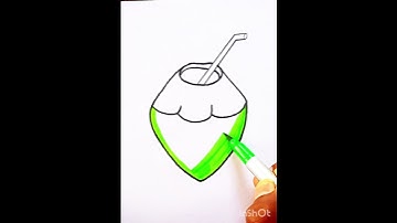 How to draw coconut 😊💯|Easy coconut drawing #shorts...