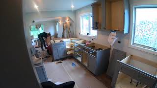 Kitchen cabinet installation time-lapse