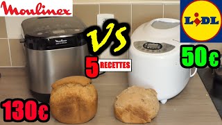 LIDL vs MOULINEX machine à pain SILVERCREST : 5 recettes ! pain rapide  complet pizza brioche - YouTube