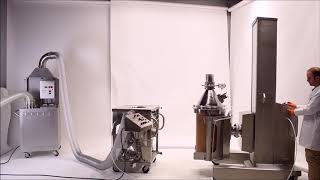 Material Transfer Station with Vacuum Conveyance [Open and Closed Transfer]