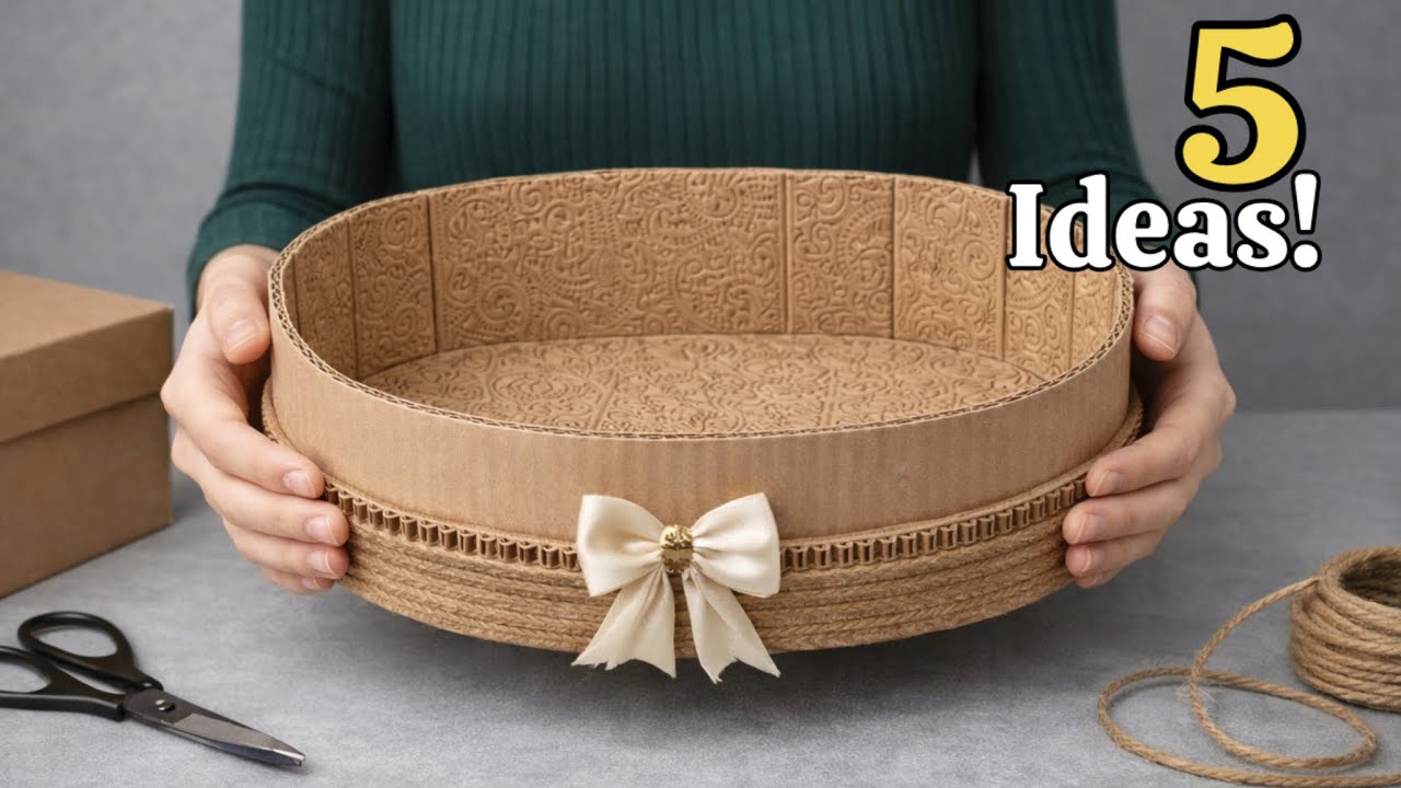 STORAGE BASKET DIY 😍5 Cardboard Box Organizers !! Amazing Craft Idea!