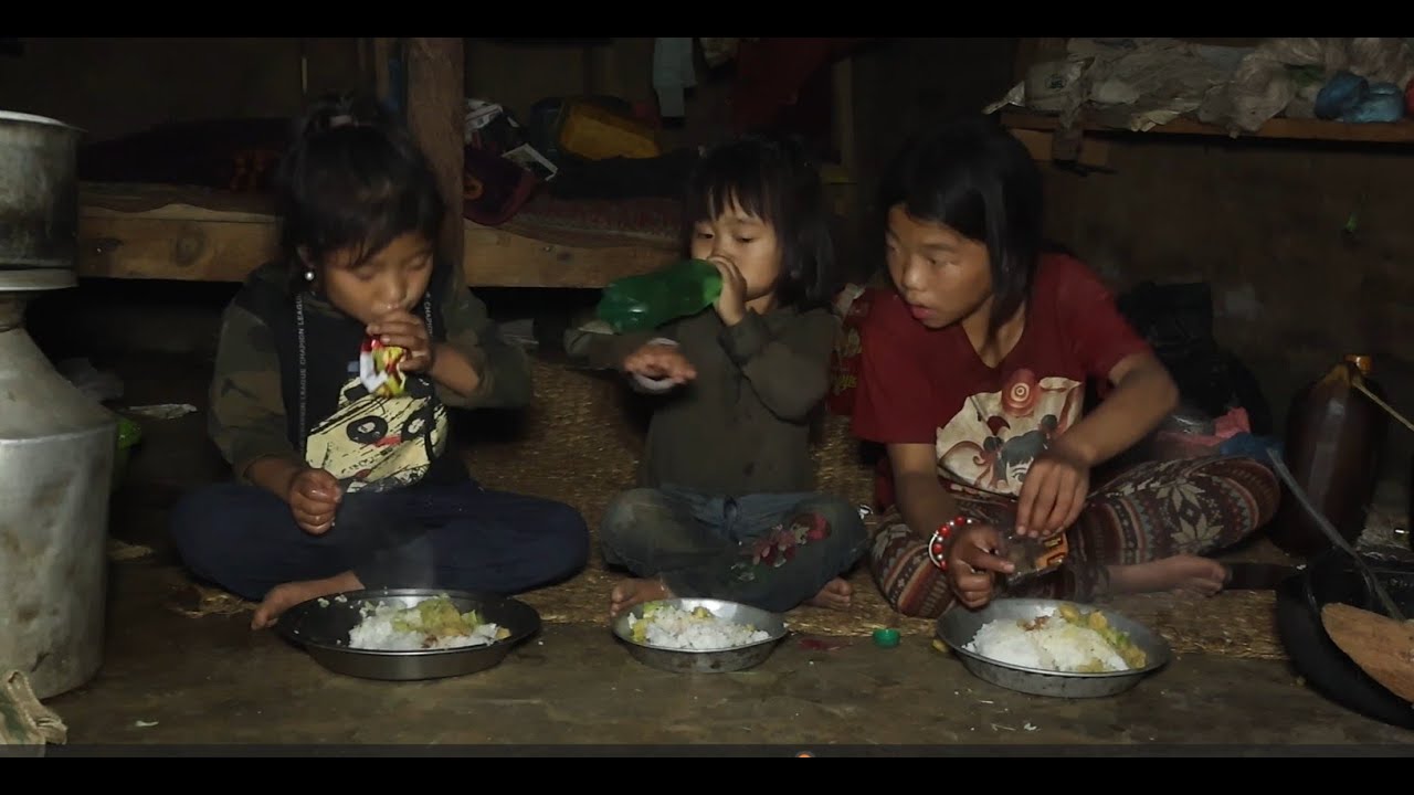 Eating delicious local food together in the village  || Nepali village