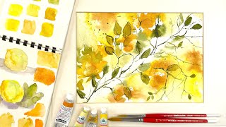 Doodle with Sunshine - How to Paint Yellow Flowers and Lemons - Easy Loosen Up Fun with Watercolor