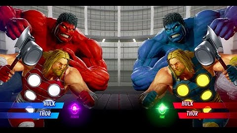 Red Hulk and Thor vs Blue Hulk and Thor - MARVEL VS. CAPCOM: INFINITE