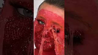 Satisfying Red Makeup Removal ASMR 🩸💄 (Skin Transformation) #shorts #asmr