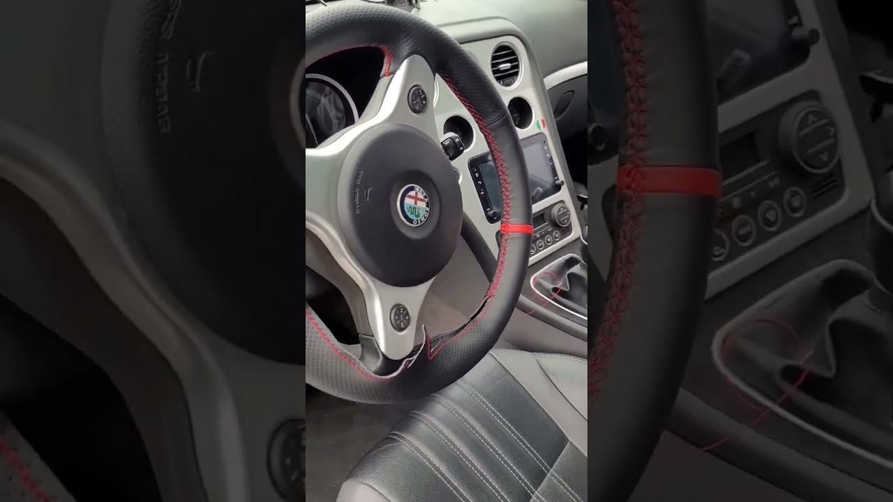 Alfa Romeo 147 Lenkradbezug schwarz Echtleder Nähte Anpassen Haut Anpassen