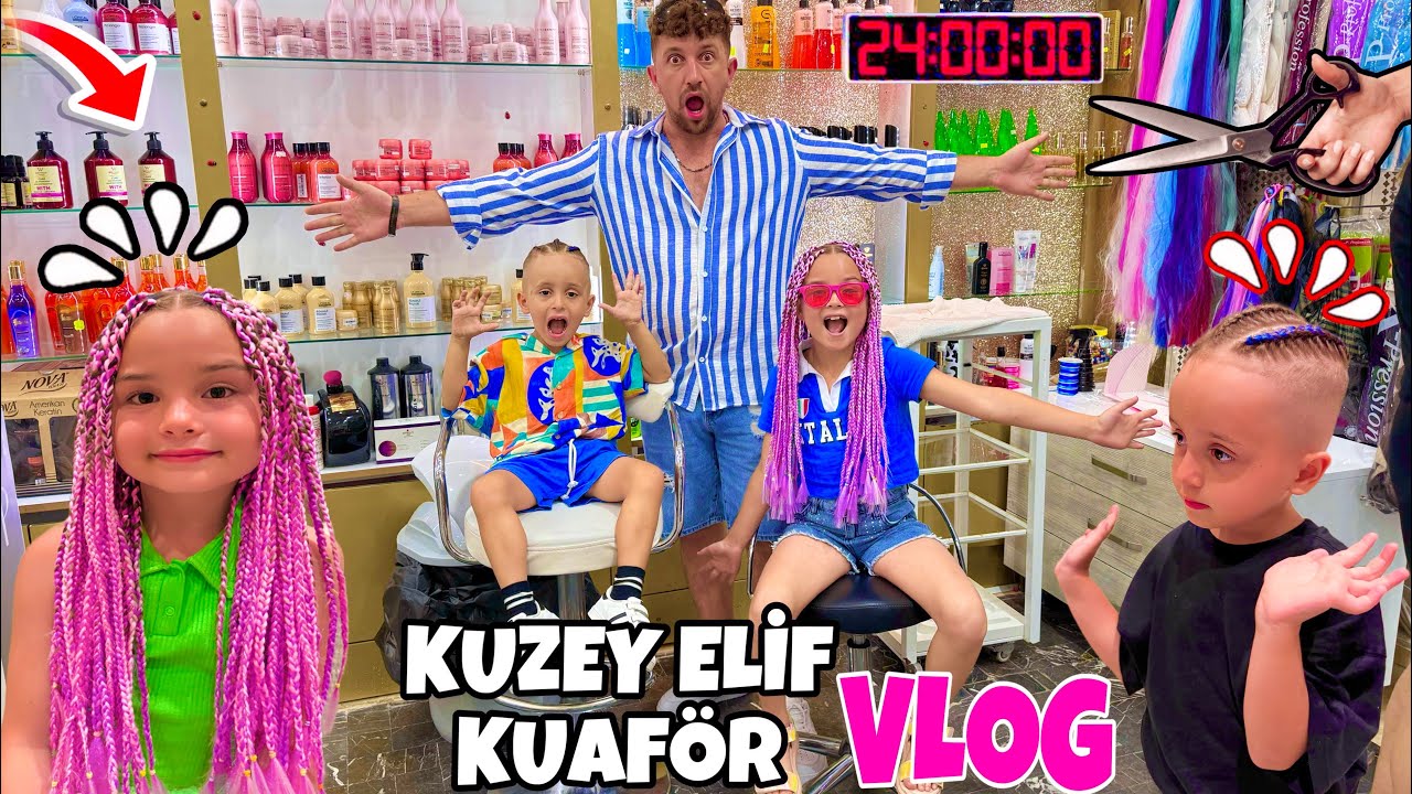KUZEY ELİF OTELDE 24 SAAT VLOG !! KUZEY ELİFİN SAÇLARINI AFRİKA ÖRGÜSÜ YAPTIRDIK !!