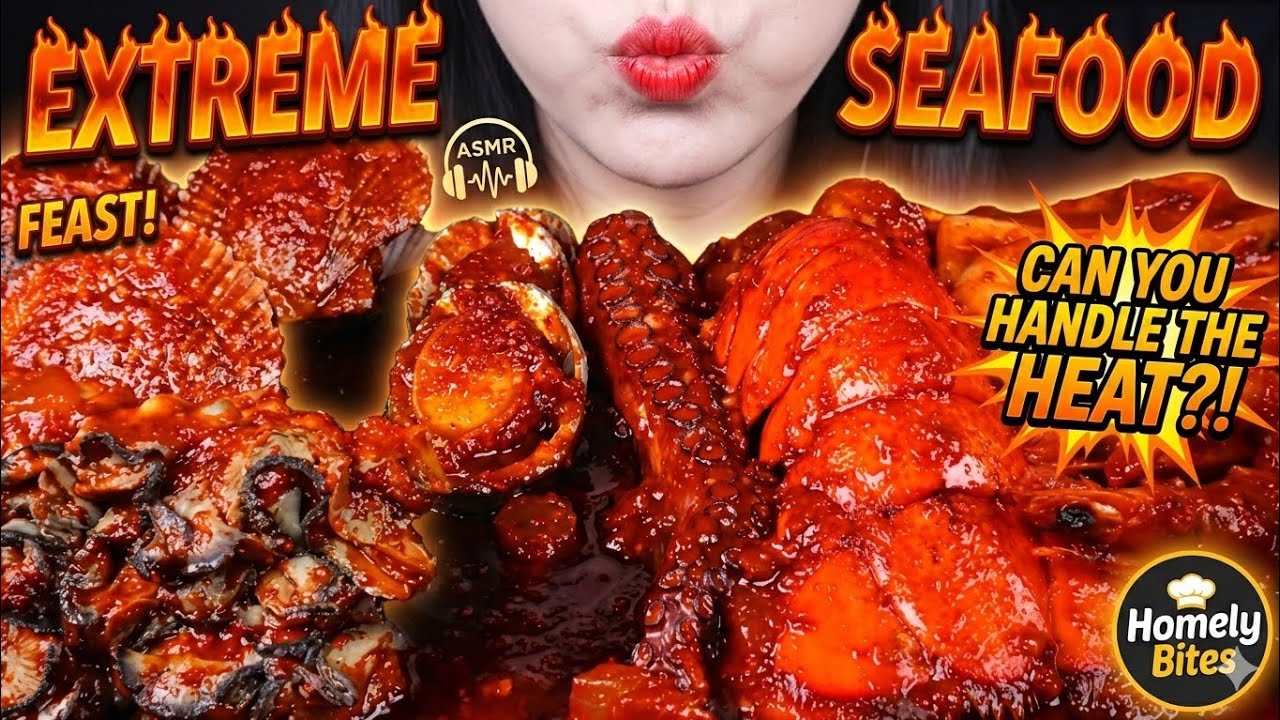 EXTREME Spicy Seafood Platter! 🔥  Giant Lobster & Octopus Mukbang | Homely Bites ASMR#asmr #mukbang 
