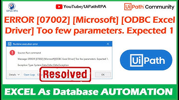 Session 6-Resolved ERROR [07002] [Microsoft] [ODBC Excel Driver] Too few parameters. Expected 1