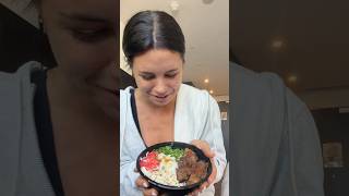 can you do a runny egg with meat? 🫣 #mukbang #donbowl #foodie