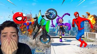HOMEM ARANHA DEU UMA TOSA NO BEBE E ELE FUGIU CORRENDO PELA RUA NO GTA 5 (MTO ENGRAÇADO)