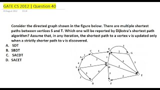 GATE CSE 2012 | Que 40 | Topic:  Dijkstras Algorithm |  GATE CS PYQs Solutions | Prepare for  GATECS