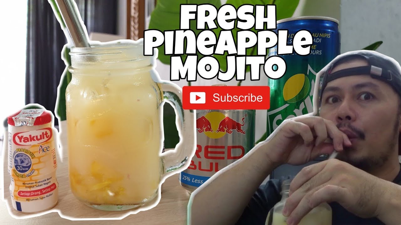Fresh Pineapple Mojito Homemade Pineapple Yakult Pineapple Redbull