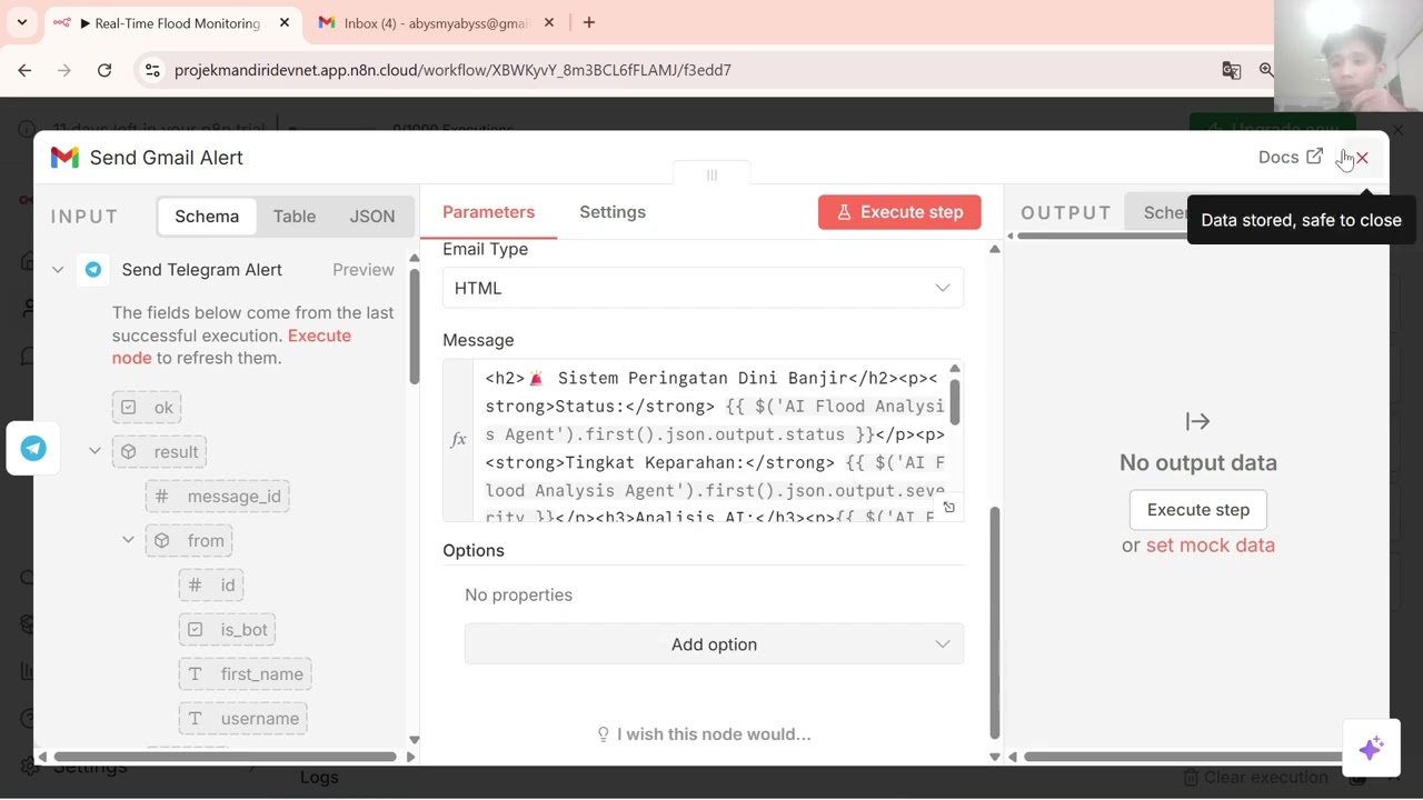 Video Demonstrasi Smart Flood Monitoring System Menggunakan N8N -Kelompok 4